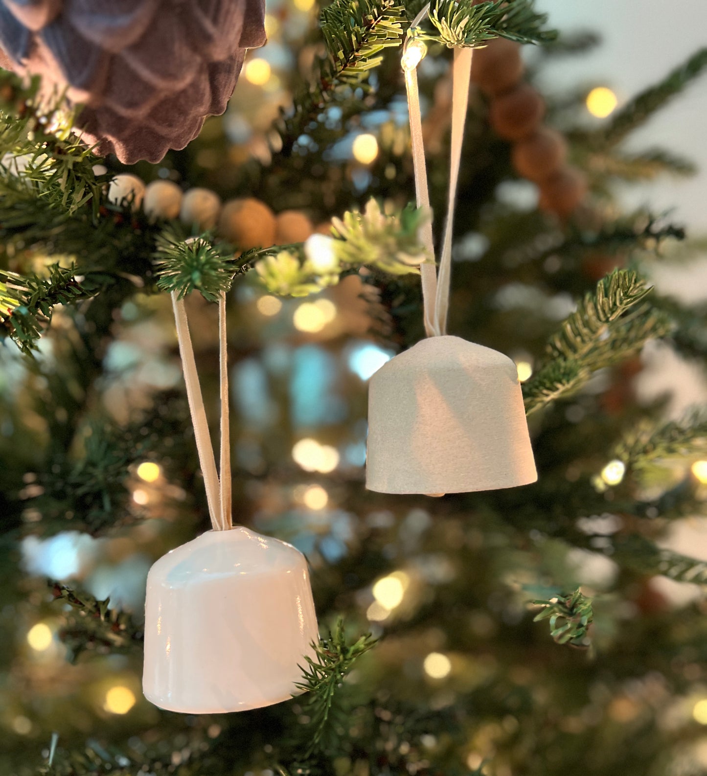 Ceramic Bell Ornaments, Set of 2