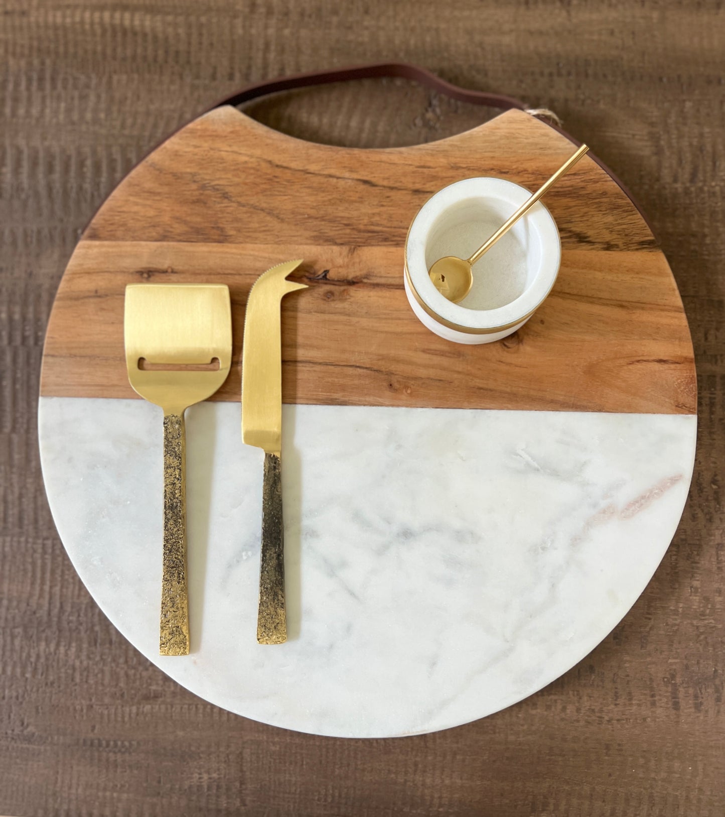 Marble + Brass Pinch Pot with Spoon