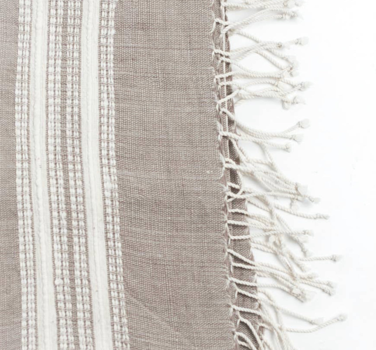 Aden Cotton Throw Blanket/ Stone and Natural