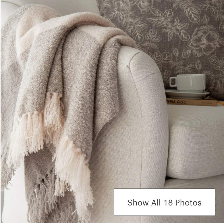 Oden Textured Boucle Throw Blanket/ Cream