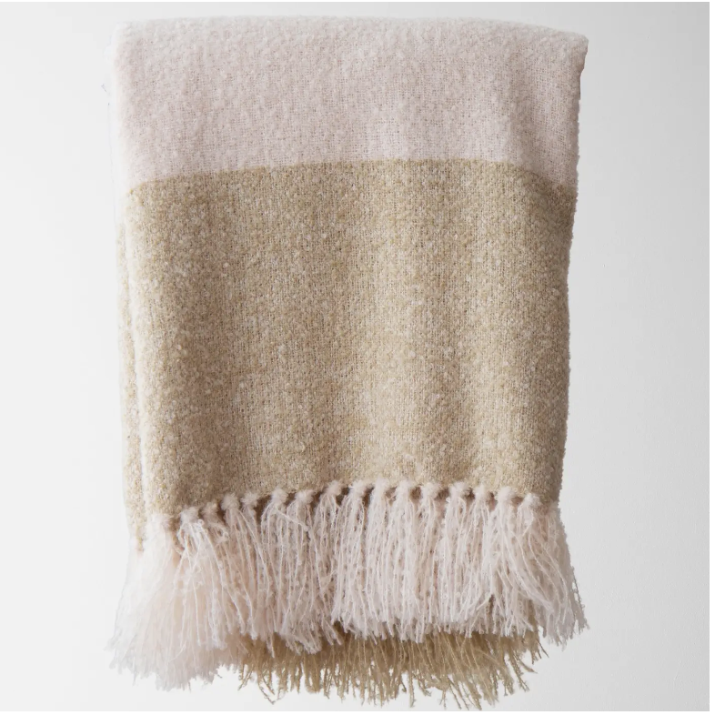 Oden Textured Boucle Throw Blanket/ Cream