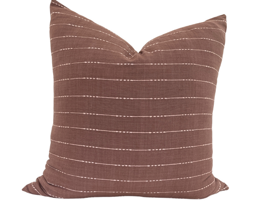 Hannah 3- Medium Brown Striped Pillow Cover